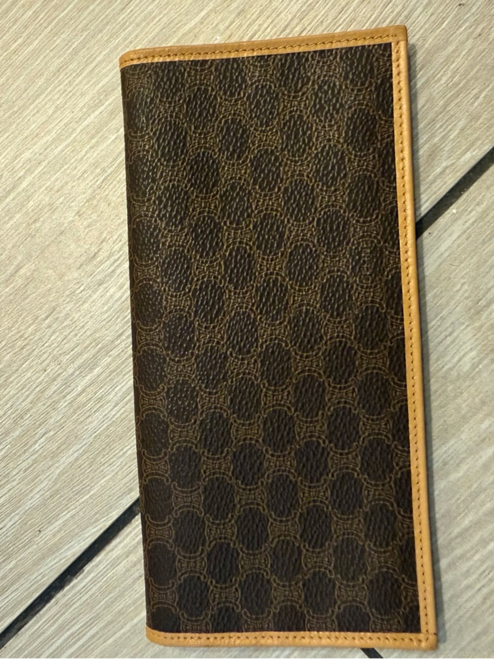 Preloved Celine Brown Signature Long Wallet with Tan Trim - Picture 3 of 16